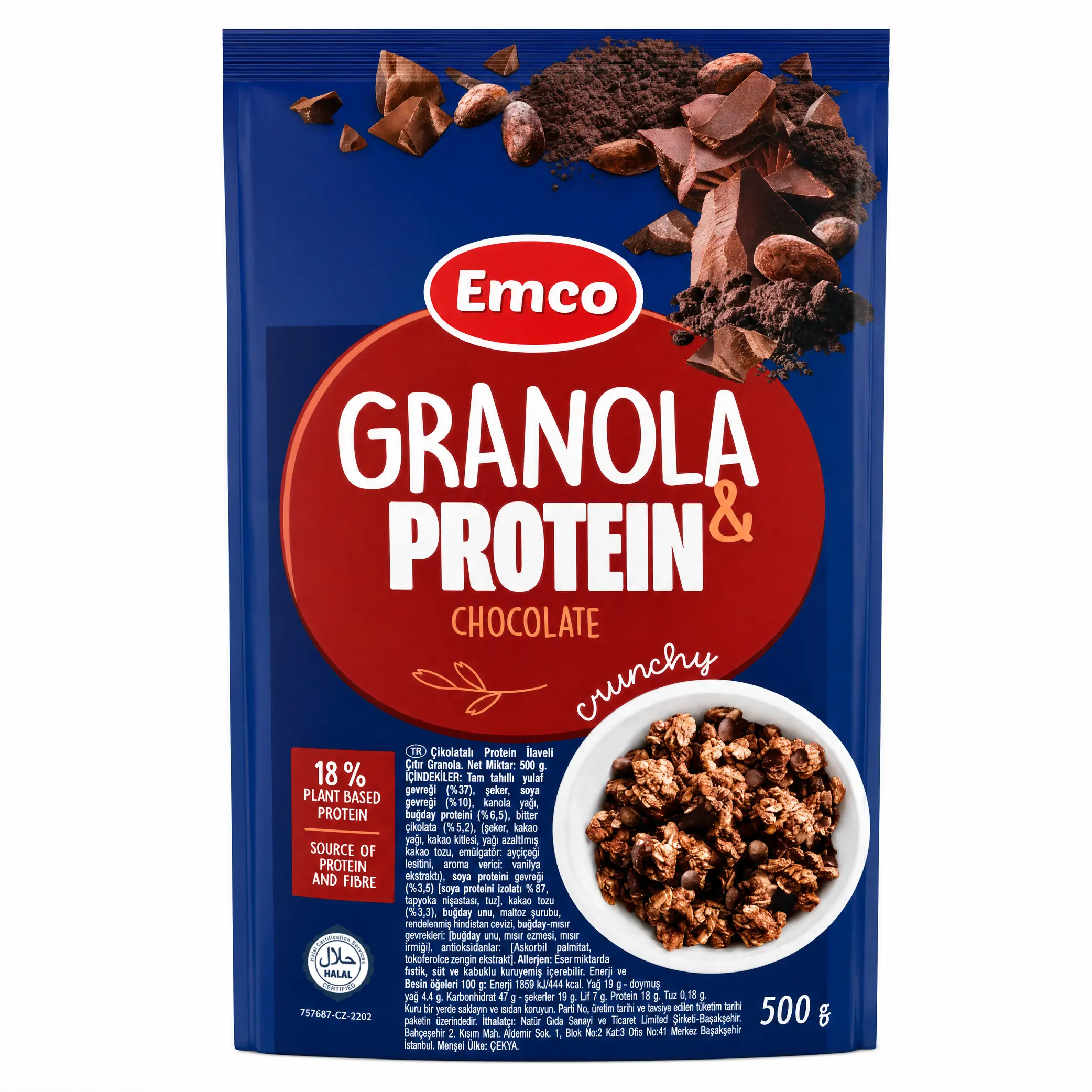 Protein Granola Crunchy with Chocolate 500 Gr - Görsel 2